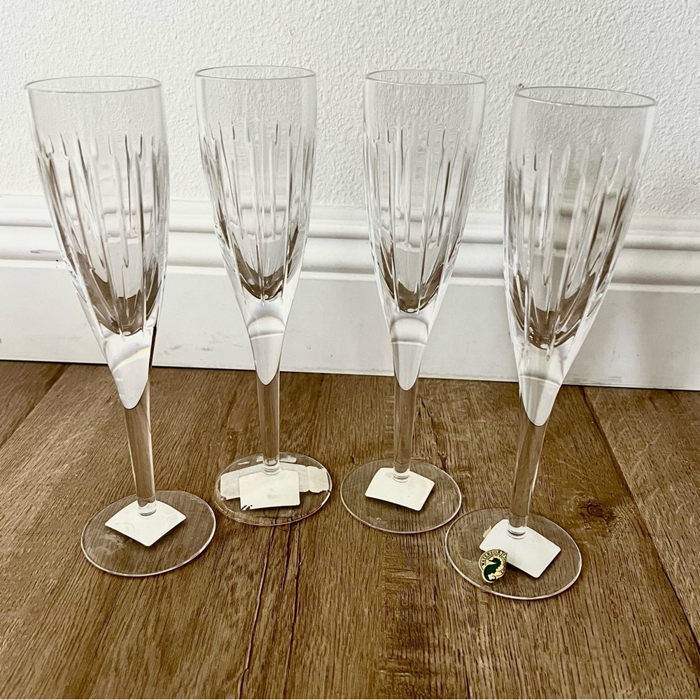 NWT Waterford Crystal Kirin Champagne Flutes Set Of 4, 9.25” Discontinued‎